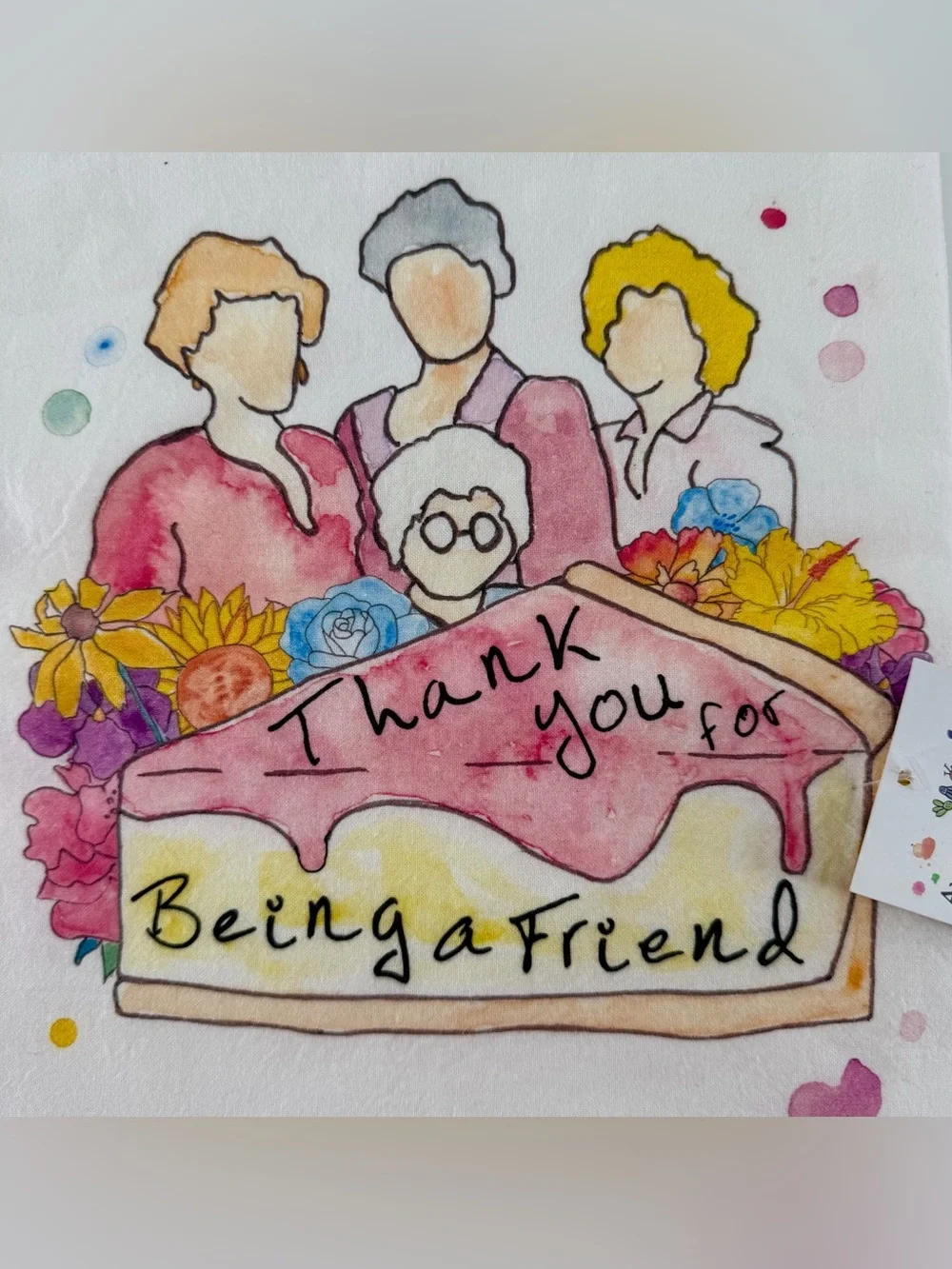 NWT Golden Girls Tea Towel Thank You‎ For Being A Friend Watercolor Avery's Home